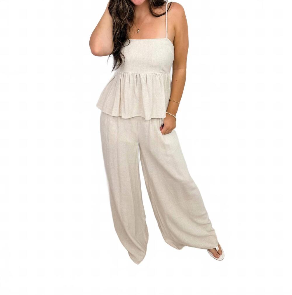 NEW WHITE BIRCH switch it up high-rise wide leg pants in oatmeal